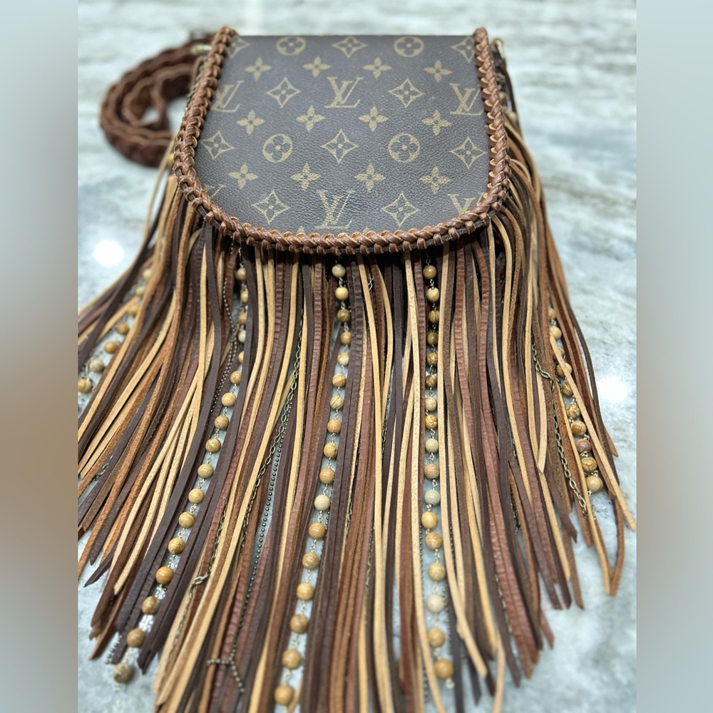 Vintage Boho Louis Vuitton Customized Chocolate Monogram Bag - Picture 3 of 16
